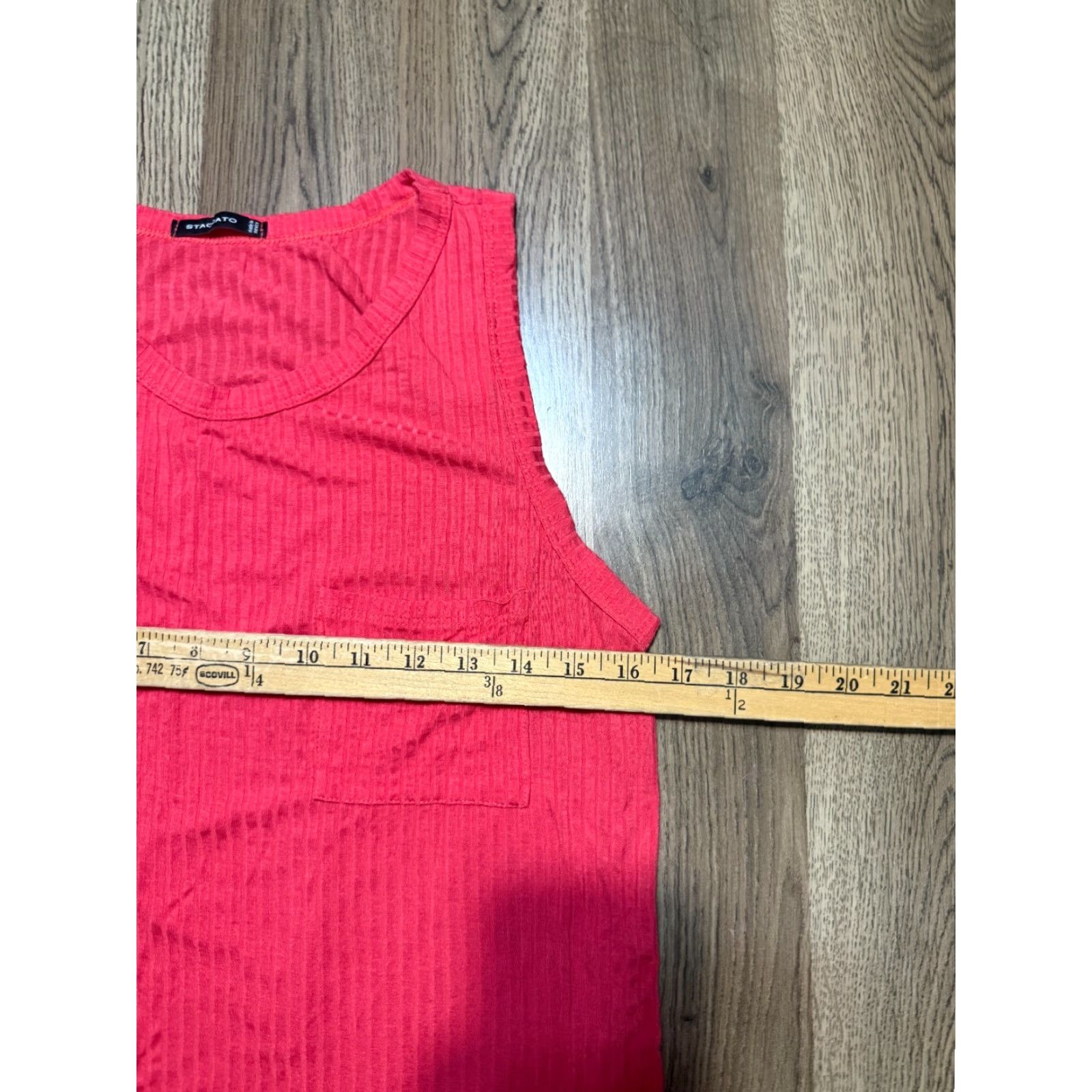 Vintage STACCATO Tank Top Women’s Medium Red Striped Pocket Tee Size M / US 6-8 / IT 42-44 - 3 Thumbnail