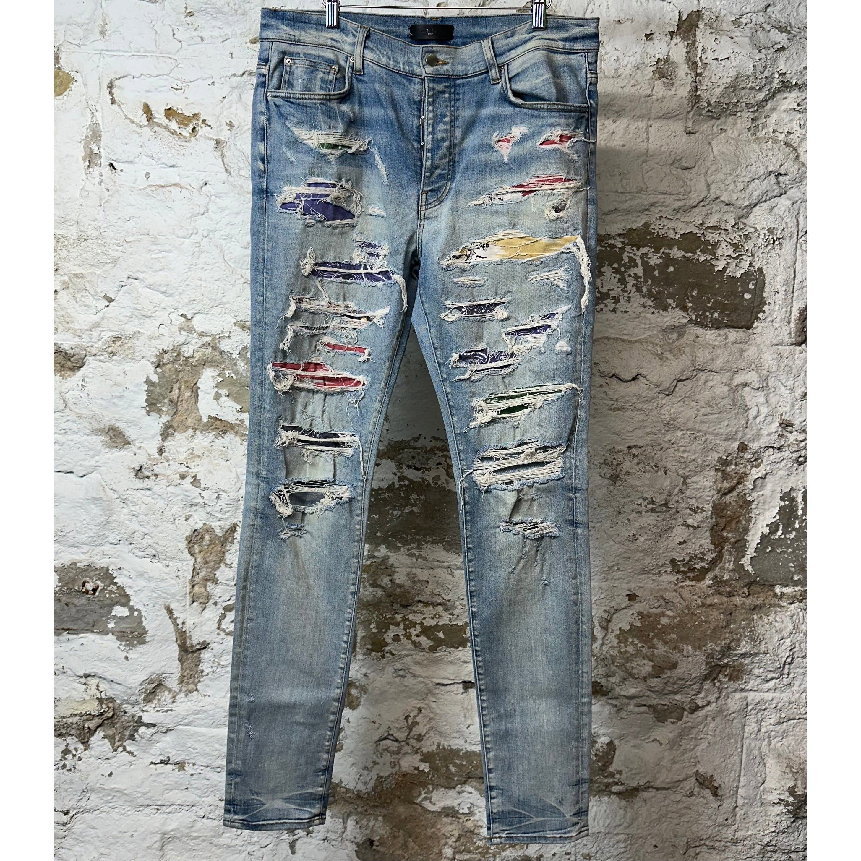 Amiri Amiri Multicolor Paisley Blue Denim Jeans Sz 36 Size US 36 / EU 52 - 1 Thumbnail