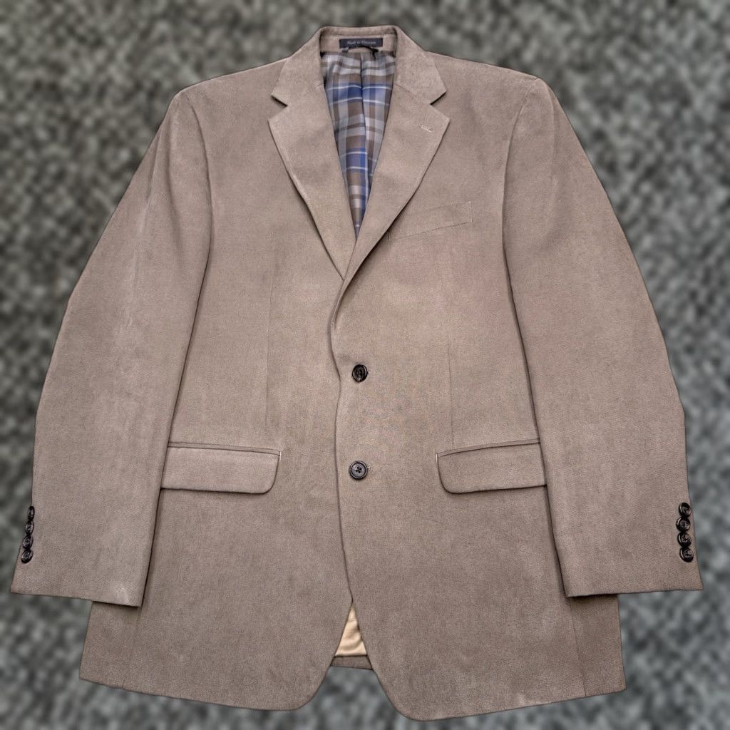 Ralph Lauren Lauren Ralph Lauren Blazer 40R Taupe Sport Coat Men Regular Chest 42 2-Button Notch Lapel Solid Microfiber Polyester Dry Clean Only Vintage No N/A Size 40R - 1 Thumbnail