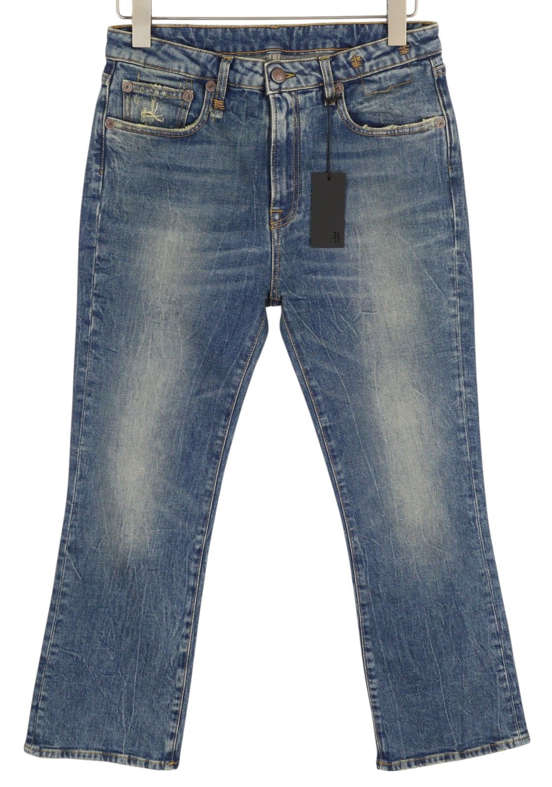 R13 KICK 29 Kelly Stretch Cropped Flared Faded Blue 85428 Size 29" - 2 Thumbnail