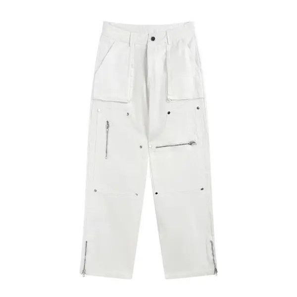 Jean Zipper Split Flare White Cargo Pants Size US 32 / EU 48 - 3 Thumbnail