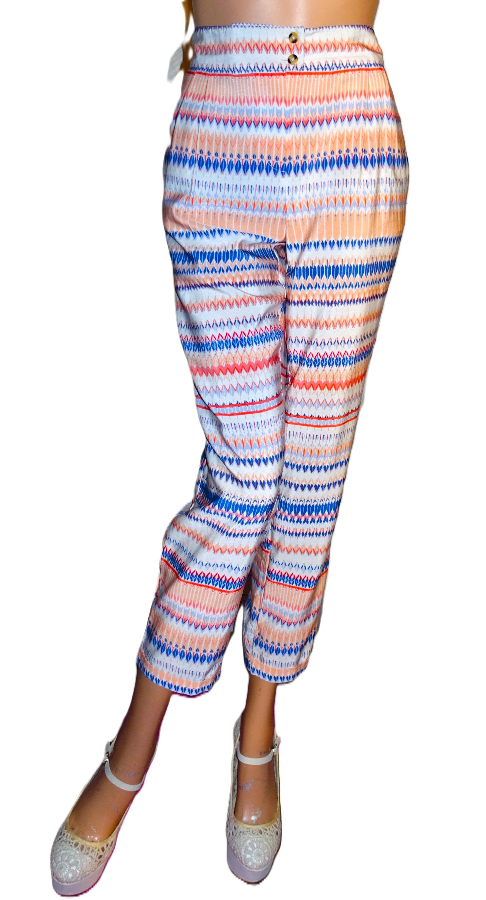 J.Crew J.Crew Blue Orange Stripe Pants M Size 33" - 1 Thumbnail