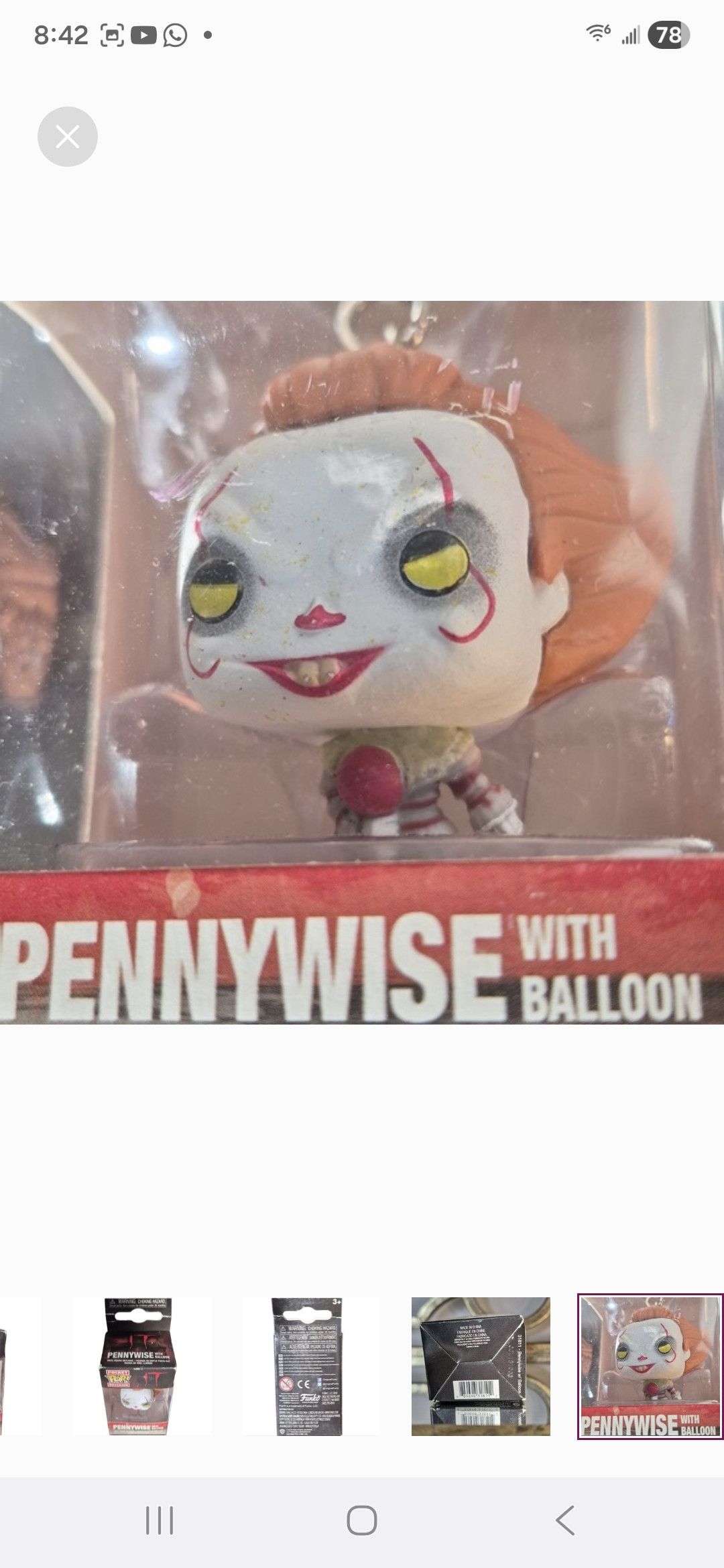 Other Funko × IT Pennywise with Balloon Pocket POP Keychain Size ONE SIZE - 1 Thumbnail