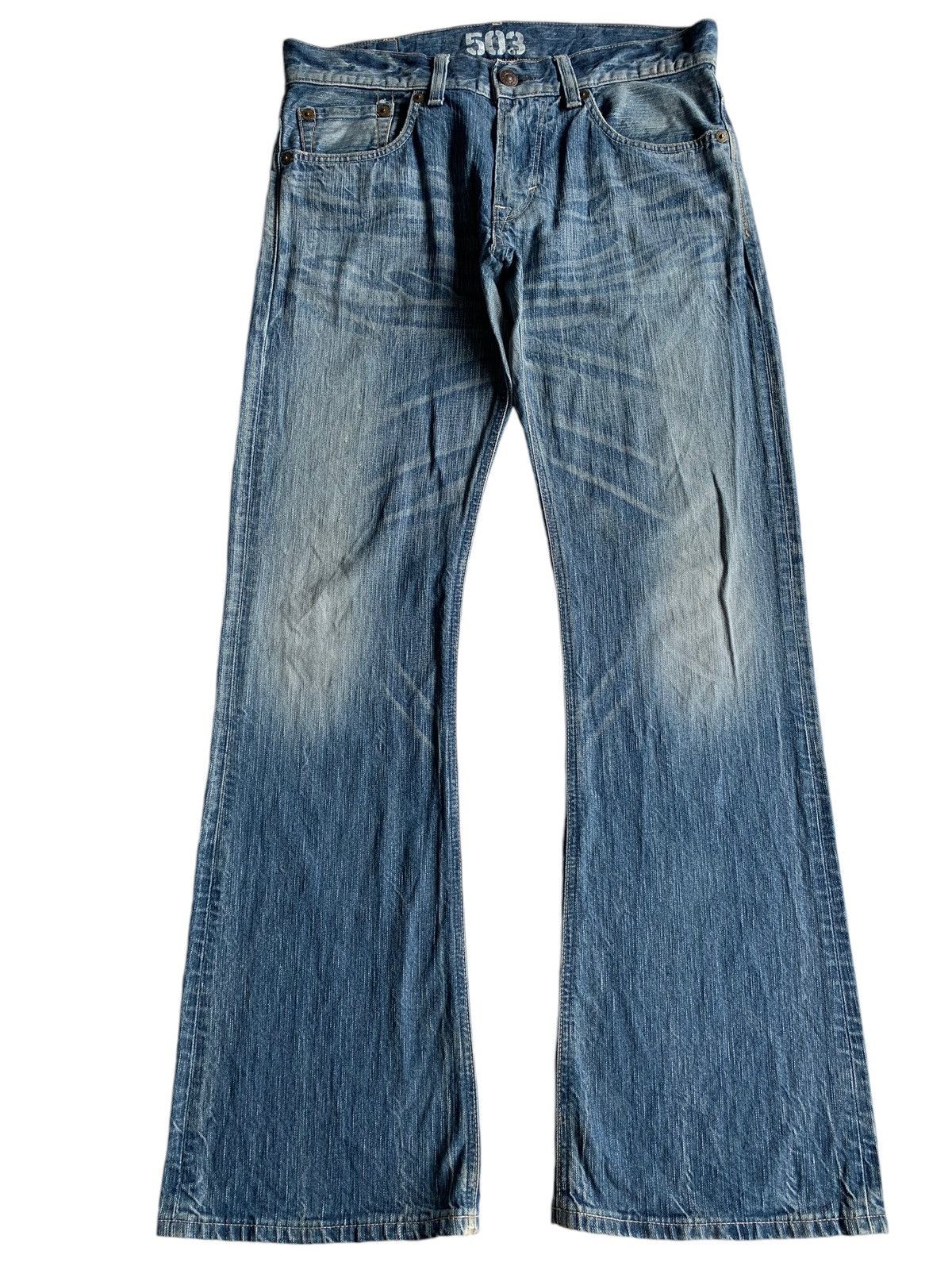 Edwin VINTAGE FLARE EDWIN 503 PUNK STYLE FADED AND RUSTY DENIM☠️🎌 Size US 34 / EU 50 - 3 Thumbnail