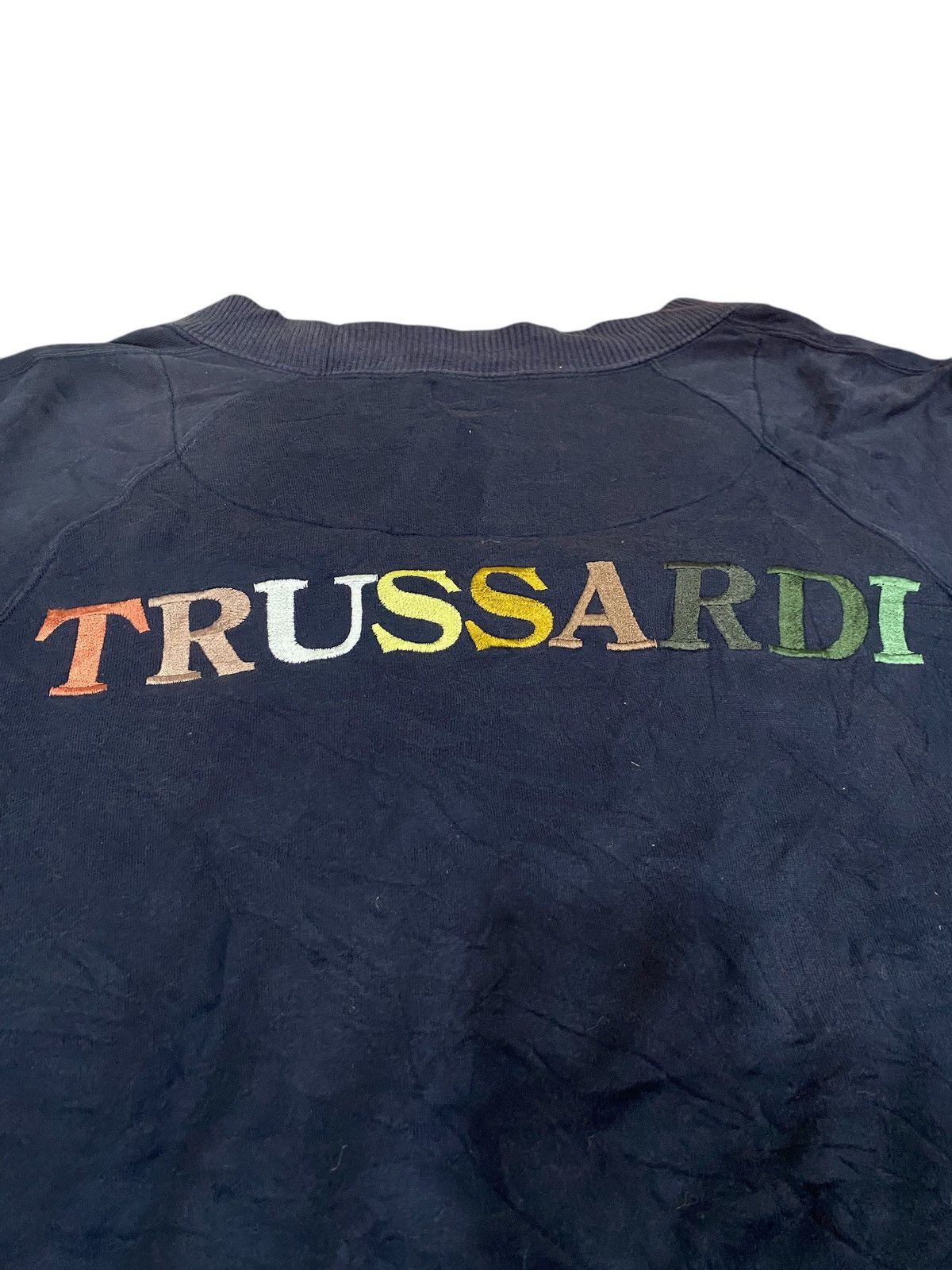 Trussardi × Vintage Vintage Trussardi Spellout Cardigan Sweatshirt Size US XL / EU 56 / 4 - 3 Thumbnail
