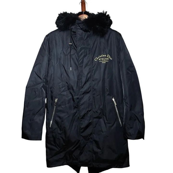 Dior Dior Dior Black Fur-Trimmed Parka Jacket 0079-2507 Size US L / EU 52-54 / 3 - 1 Thumbnail