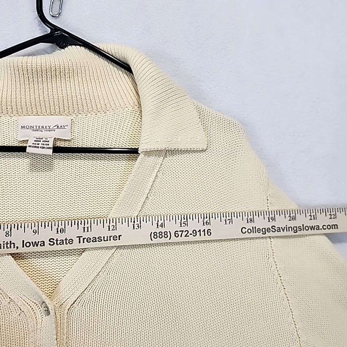 Vintage VINTAGE Monterey Bay Cardigan Sweater Womens M Ivory Collared Button Front Long Sleeve Knit Size M / US 6-8 / IT 42-44 - 6 Thumbnail