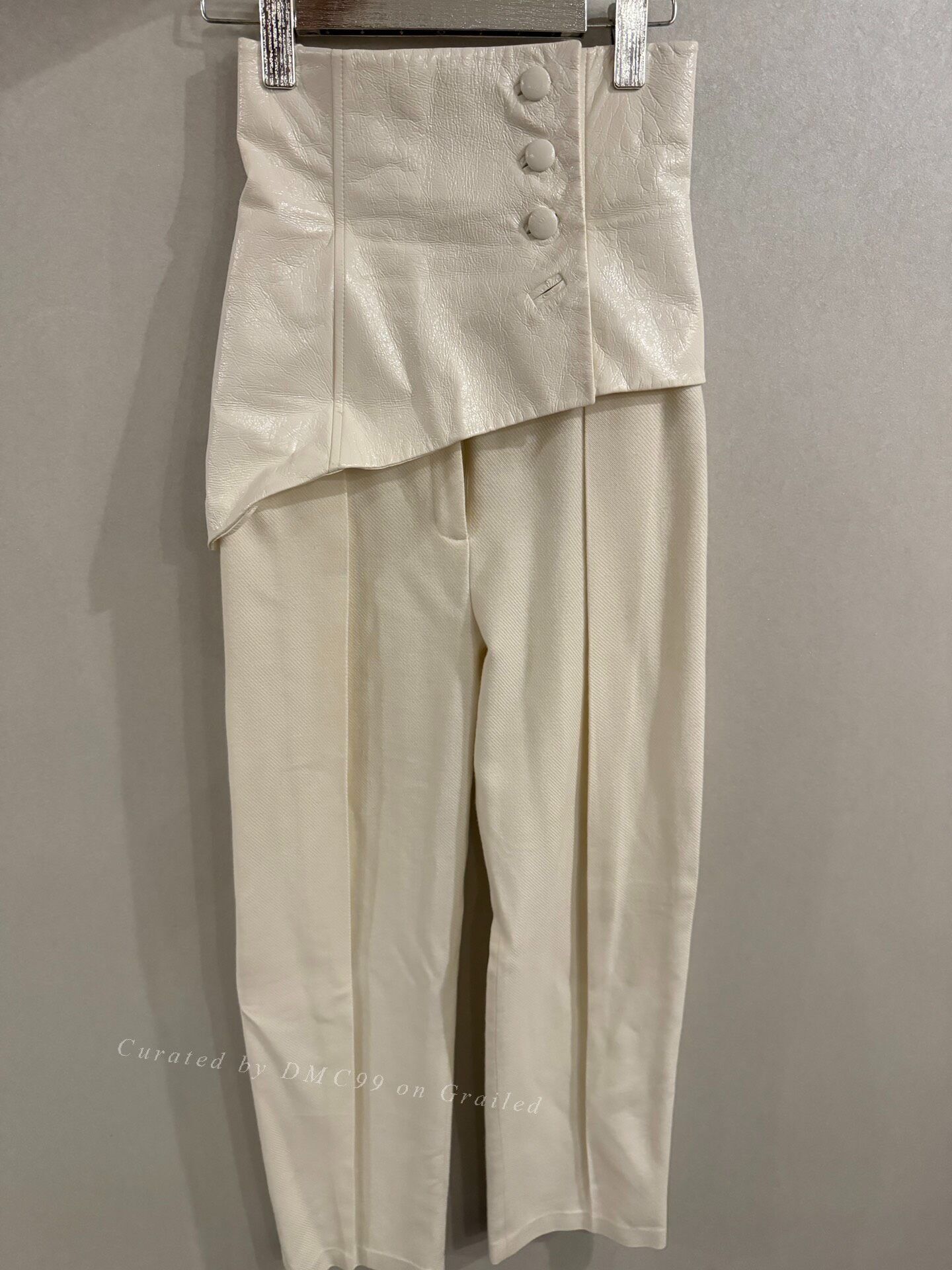 Aleksandre Akhalkatsishvili Aleksandre White Leather Patchwork Tailored Pants Size 26" / US 2 / IT 38 - 1 Thumbnail