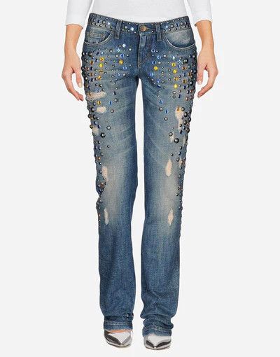 Dolce & Gabbana o1y0825 Checked Denim Pant in Blue Size 27" / US 4 / IT 40 - 1 Thumbnail