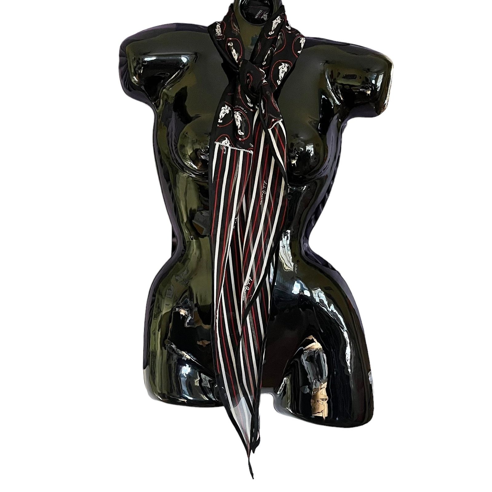 Other Lulu Guinness Dalmatian Dog Striped Silk Chiffon Scarf Size ONE SIZE - 2 Thumbnail