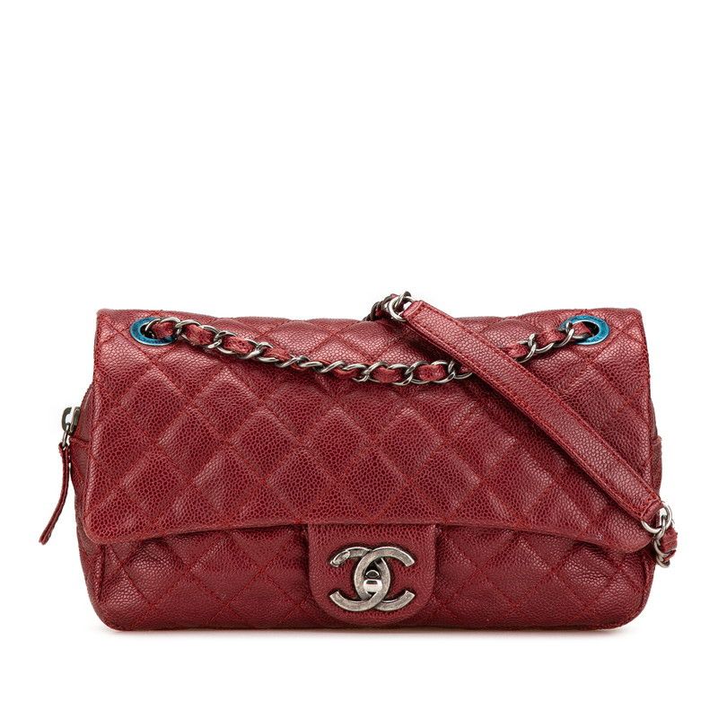 Chanel Chanel Matelasse 25 Caviar Shoulder Bag Leather Shoulder Bag in Red, Women's