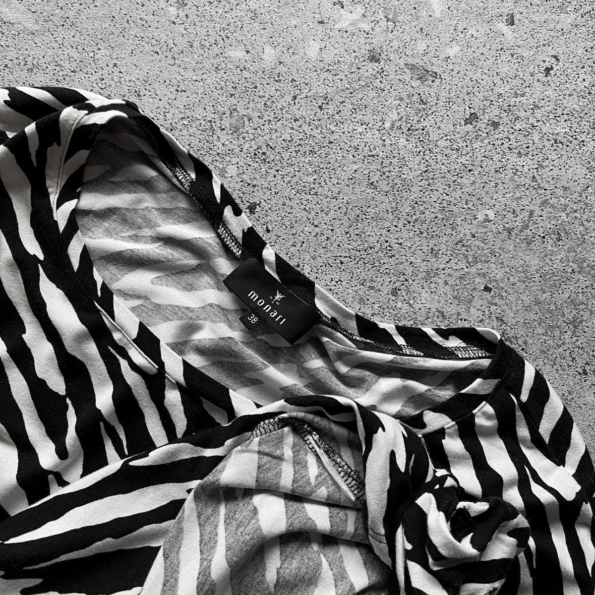 Designer × Other Monari Womens Zebra Black White Short Sleeve Blouse Top Size M / US 6-8 / IT 42-44 - 5 Thumbnail