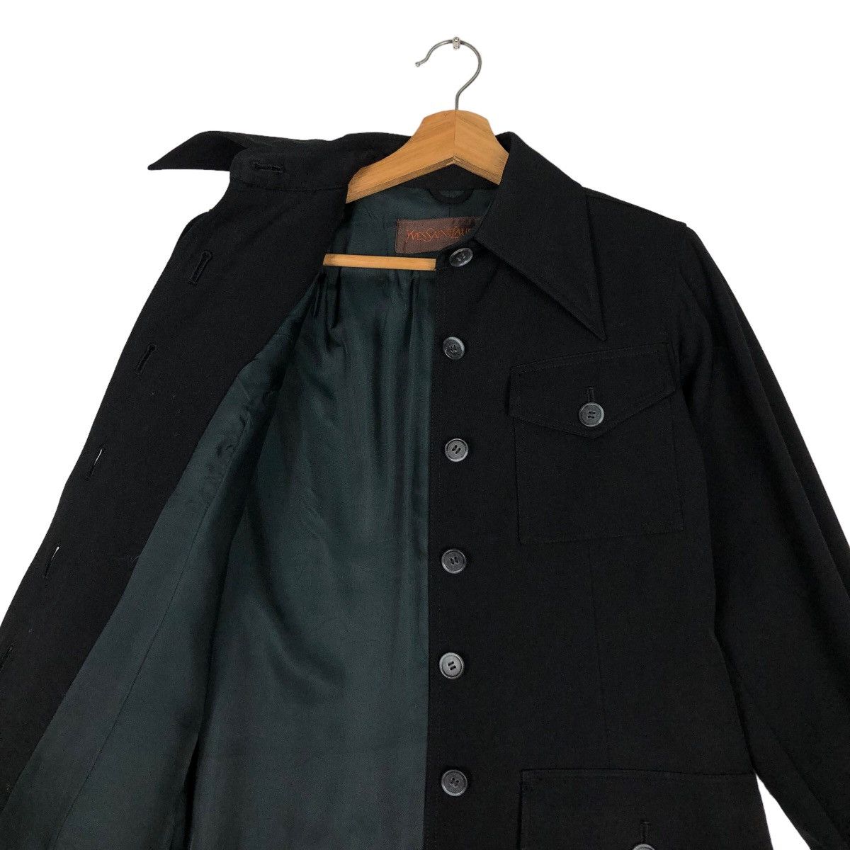 Yves Saint Laurent 🔥Vtg Long Jacket Rich Black Yves Saint Laurent Size US M / EU 48-50 / 2 - 12 Thumbnail