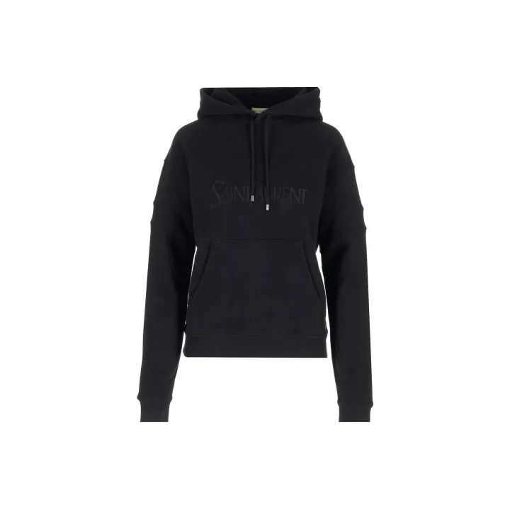 Saint Laurent Paris Saint Laurent Black Logo Embroidered Hoodie 0079 Size M / US 6-8 / IT 42-44 - 1 Thumbnail