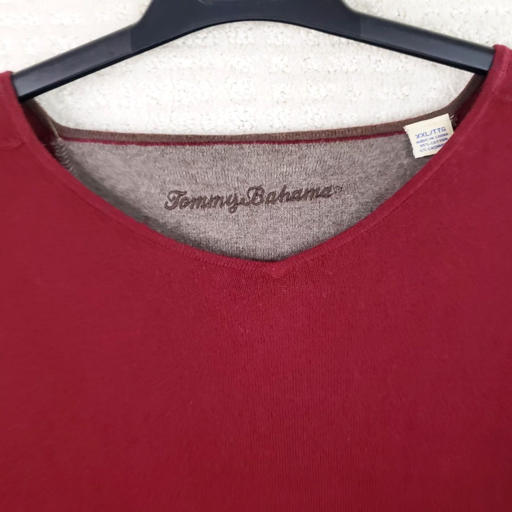 Tommy Bahama Tommy Bahama Sweater Men 2XL Maroon Cashmere Cotton V-Neck Pullover Knit Size US XXL / EU 58 / 5 - 5 Thumbnail