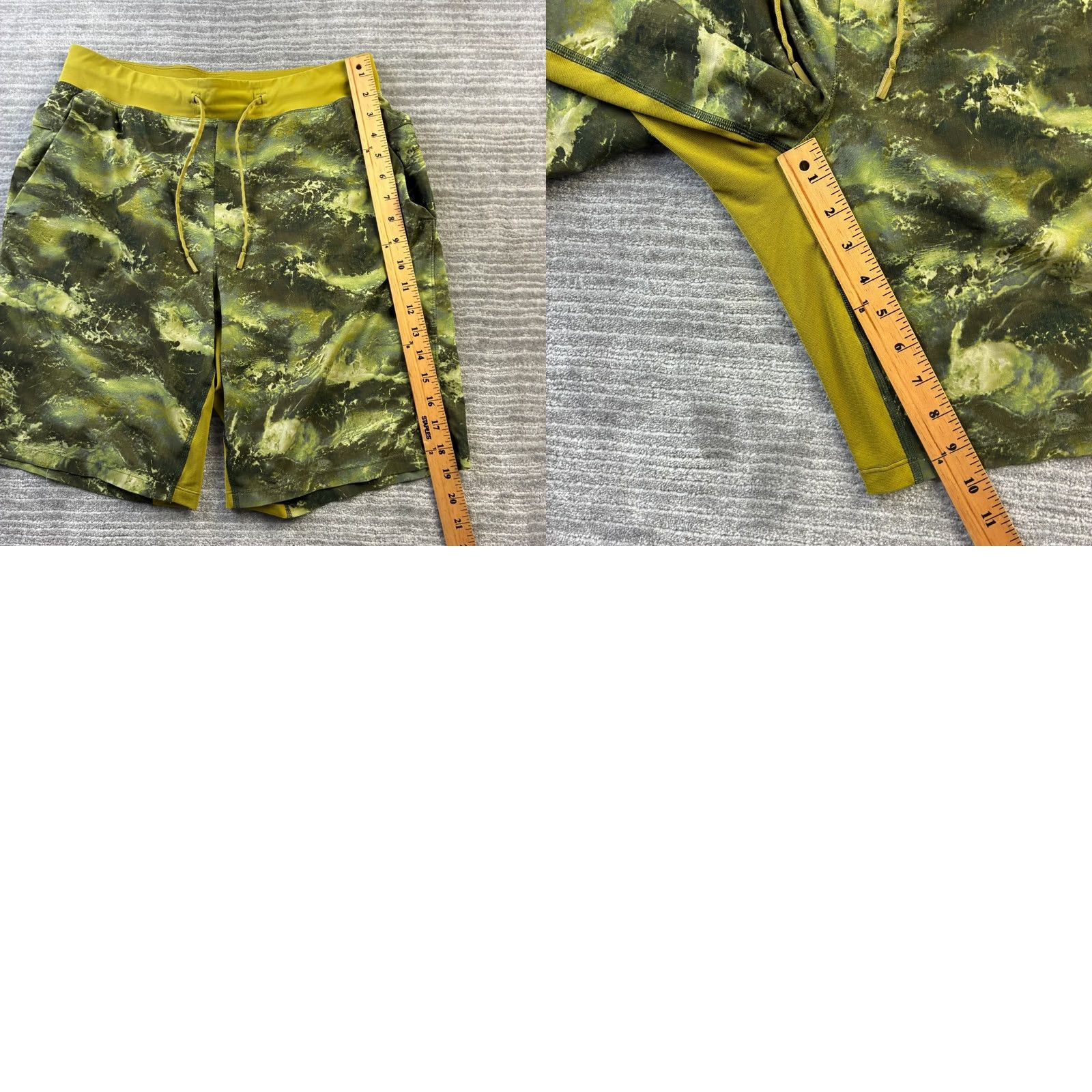 Lululemon Lululemon Shorts Mens M Green Camouflage 9" Running The Linerless Activewear Pockets Drawstring Regular Inseam 9" Baggy? Size US 30 / EU 46 - 8 Thumbnail