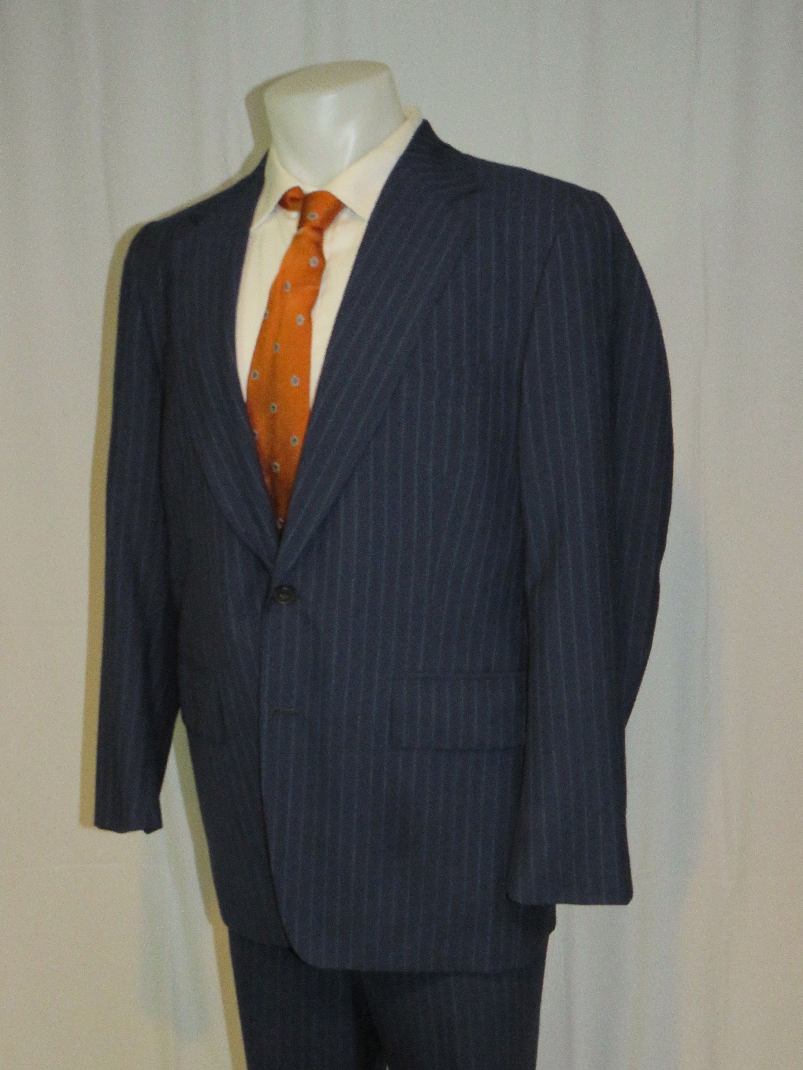 Other Emilio Dormuiel Vintage Blue Striped Two Button Suit 40R Size 40R - 9 Thumbnail