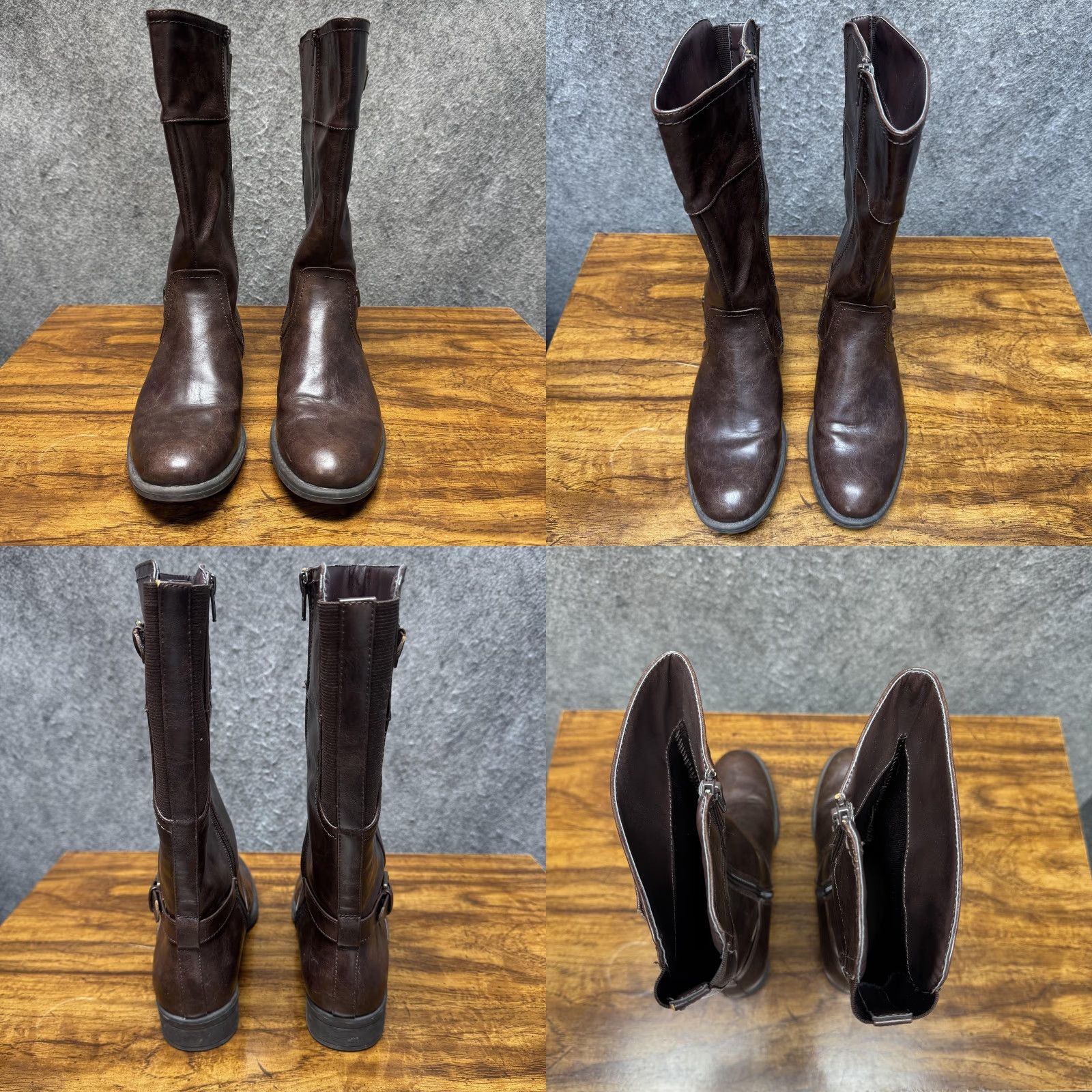 Vintage Wear Ever Boots Womens 8 Brown Knee High Riding Buckle Zip Flat Faux Leather Size US 8 / IT 38 - 8 Thumbnail
