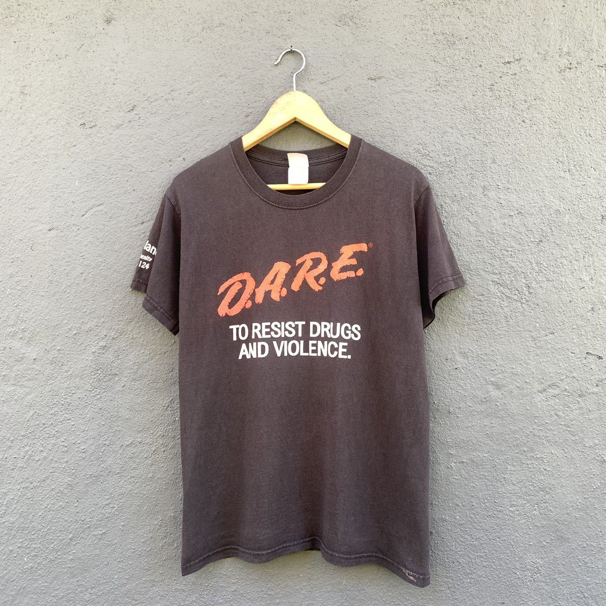 image of Vintage Thrashed Faded Y2K D.a.r.e Tee in Black, Men's (Size Small)