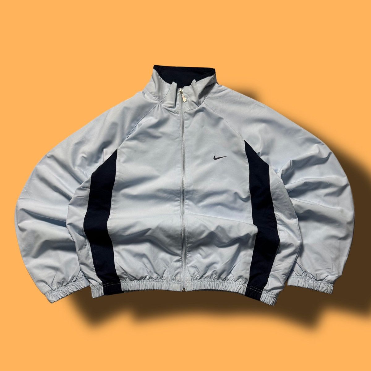 Nike × Vintage 00s Nike Vintage Nylon Oversize Drill Mini Swoosh Y2K Jacket Size US L / EU 52-54 / 3 - 1 Thumbnail