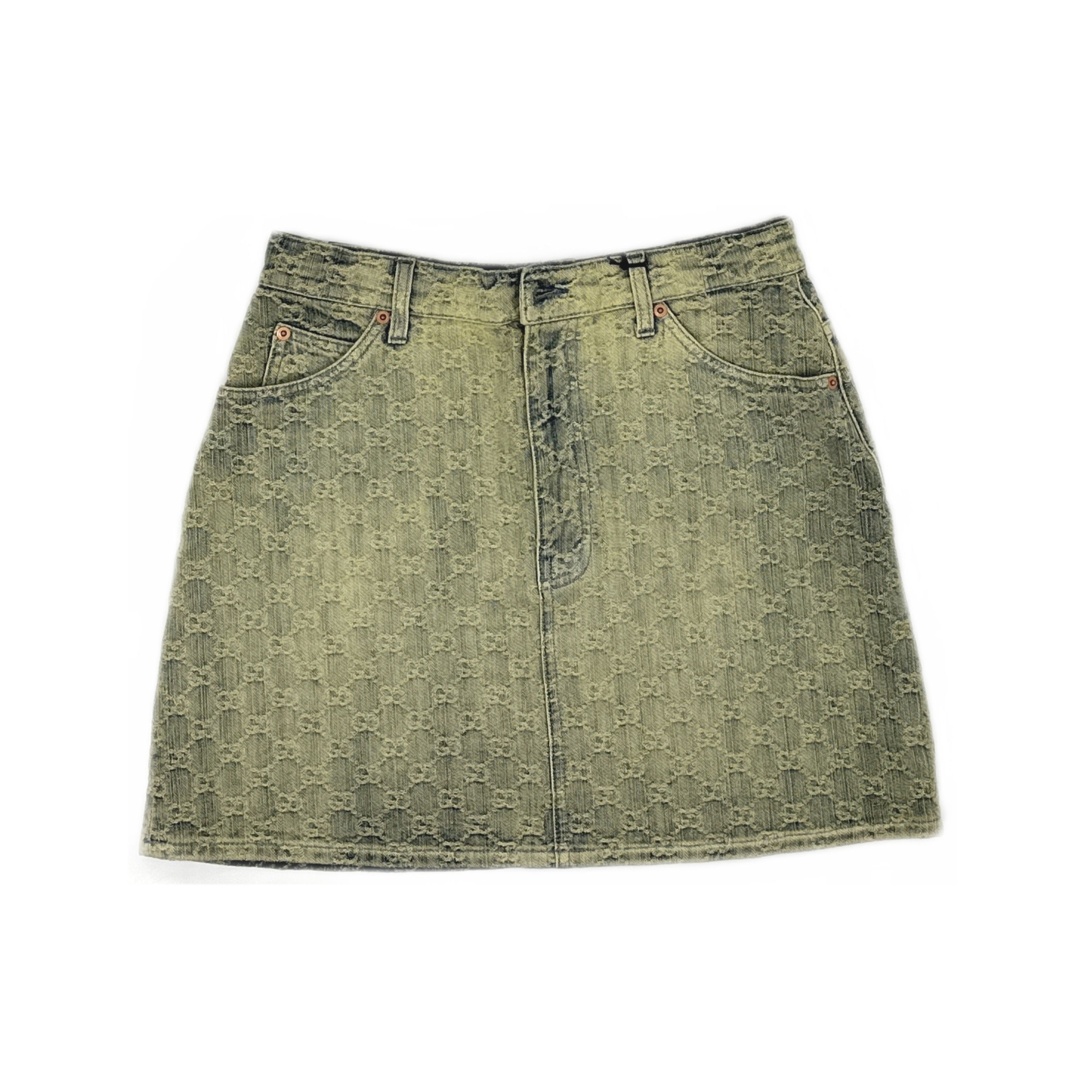 Gucci Gucci GG Jacquard Denim Mini Skirt Size 42 Size 28" / US 6 / IT 42 - 1 Thumbnail