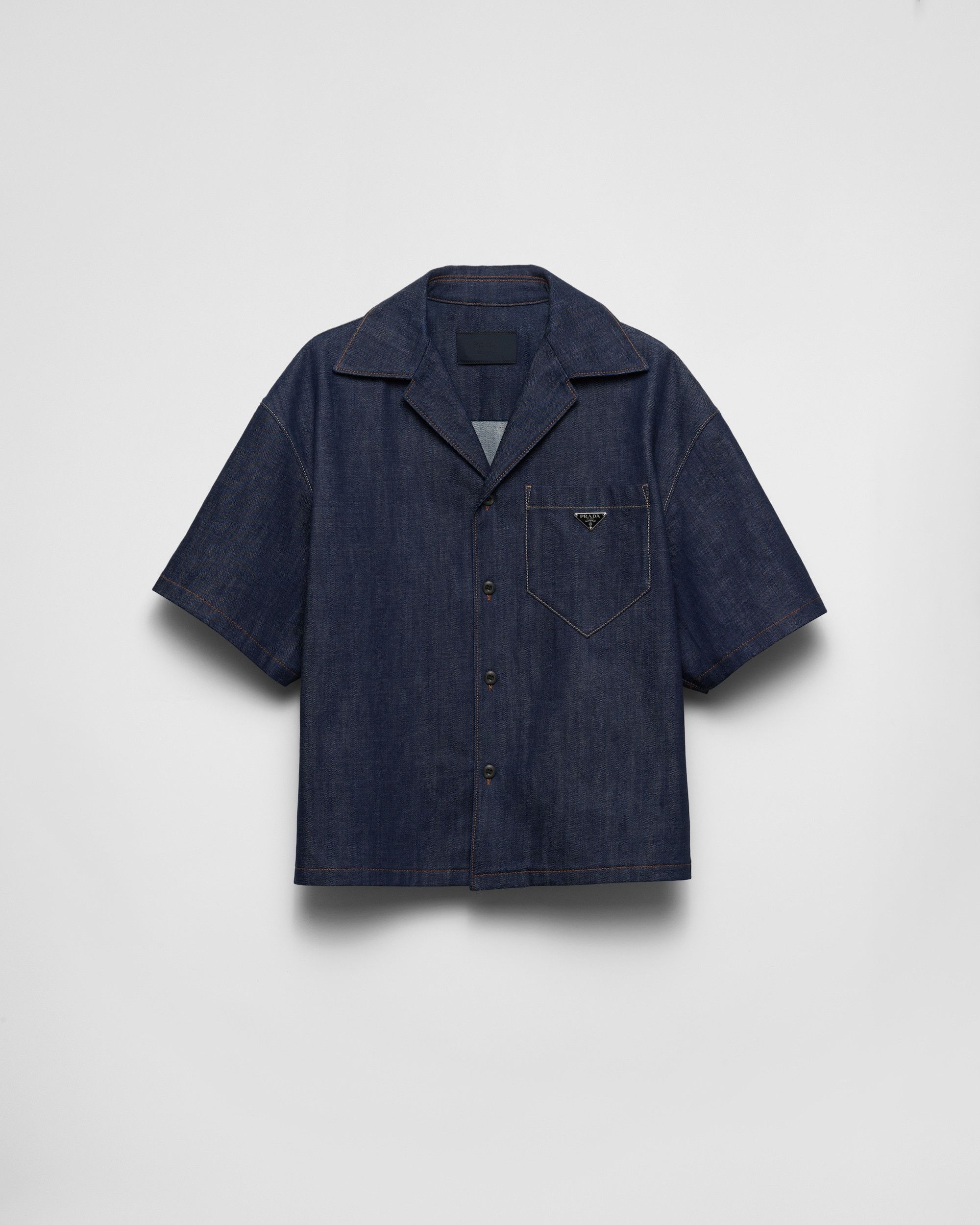 Short-sleeved selvedge denim shirt