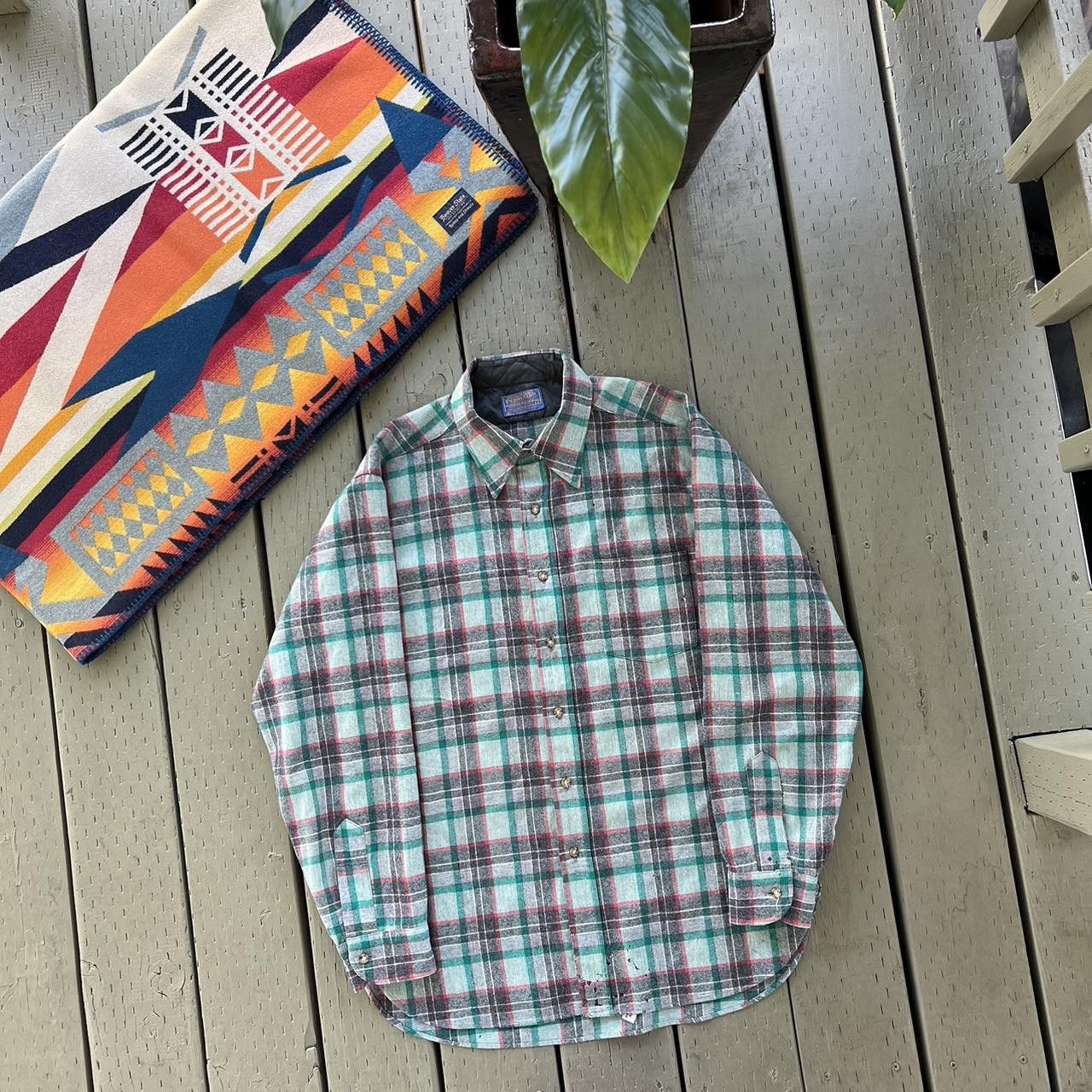 Pendleton × Vintage Vintage 80's Pendleton Flannel Wool Shadow Plaid Flap Pocket Size US L / EU 52-54 / 3 - 4 Thumbnail