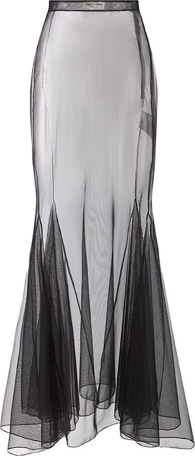 image of Saint Laurent Paris Oc11Z10524 Long Skirt In Black, Women's (Size 34)