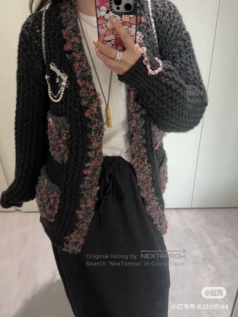 Chanel Chanel 22A high-end handicraft workshop dark gray hollow k Size XXS / US 00 / IT 34 - 8 Thumbnail