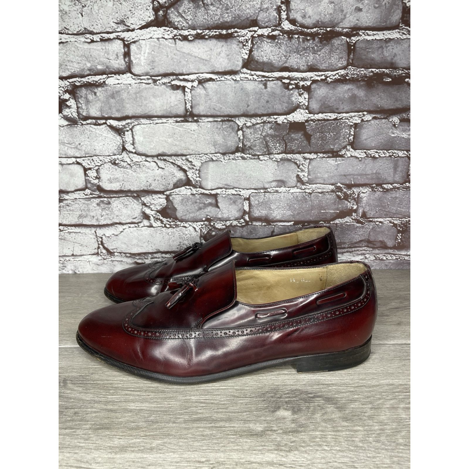 Nordstrom Nordstrom Burgundy Leather Wingtip Tassel Loafers Dress Shoe Size US 14 / EU 47 - 12 Thumbnail