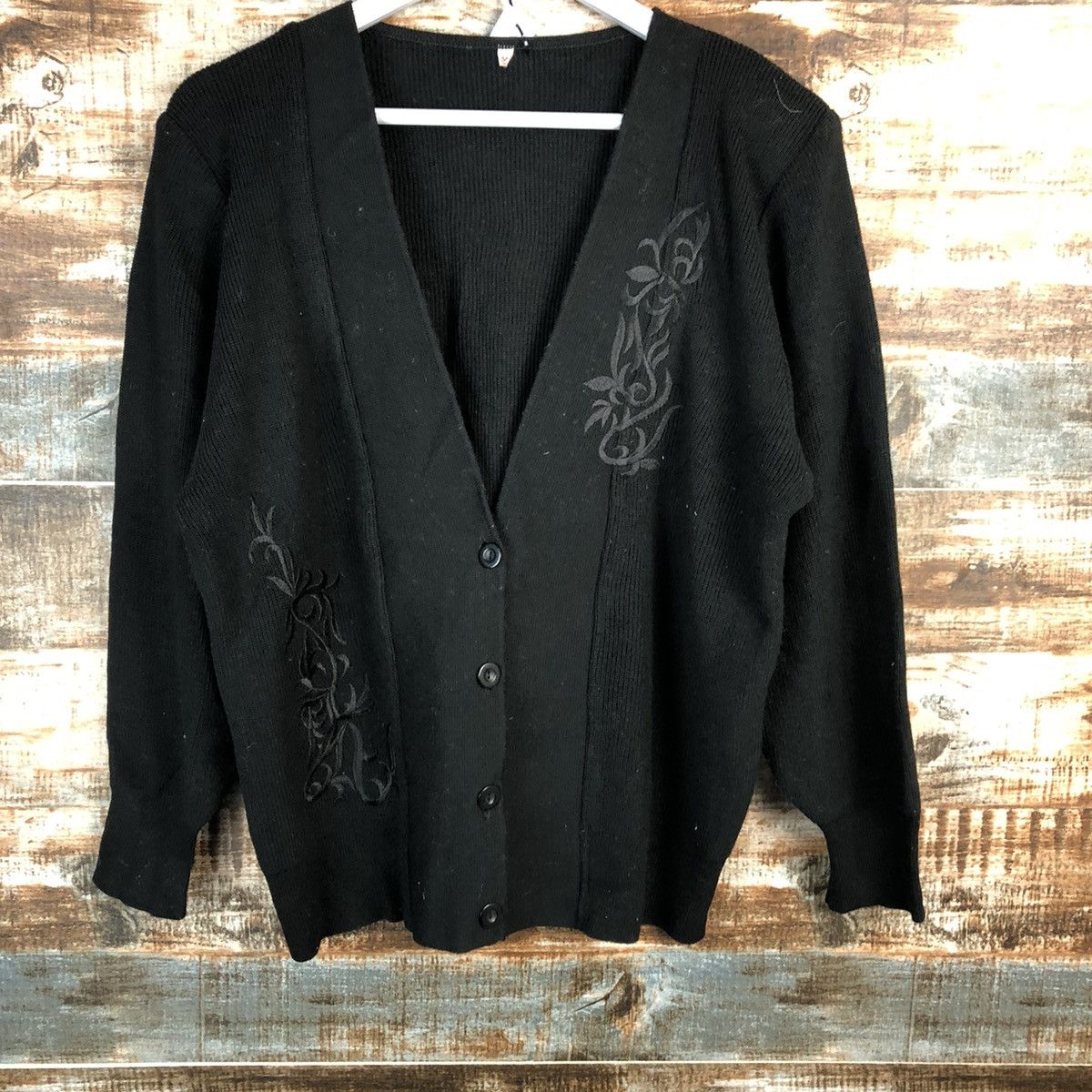 Homespun Knitwear × Japanese Brand Japan art Black Cardigan Knitwear #A1669 Size M / US 6-8 / IT 42-44 - 3 Thumbnail