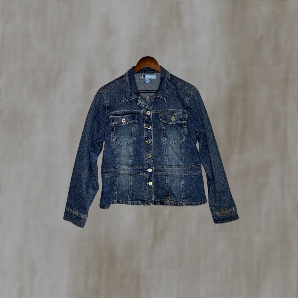 Vintage Duck Head Jeans Co. Denim Jacket Shirt Women's Petite Large Petite Slim Button Front Medium Blue 98% Cotton 2% Spandex Size L / US 10 / IT 46 - 1 Thumbnail