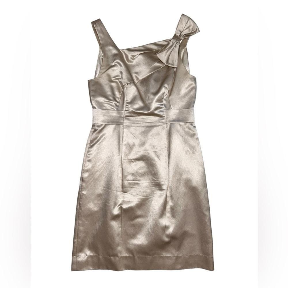 Designer Yoana Baraschi l Tan Gold Silk Satin Bow Dress Size 4 Size S / US 4 / IT 40 - 1 Thumbnail