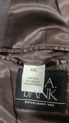 Jos. A. Bank Jos. A. Bank 100% Wool Suit Jacket Textured Charcoal 48L Size 48L - 8 Thumbnail