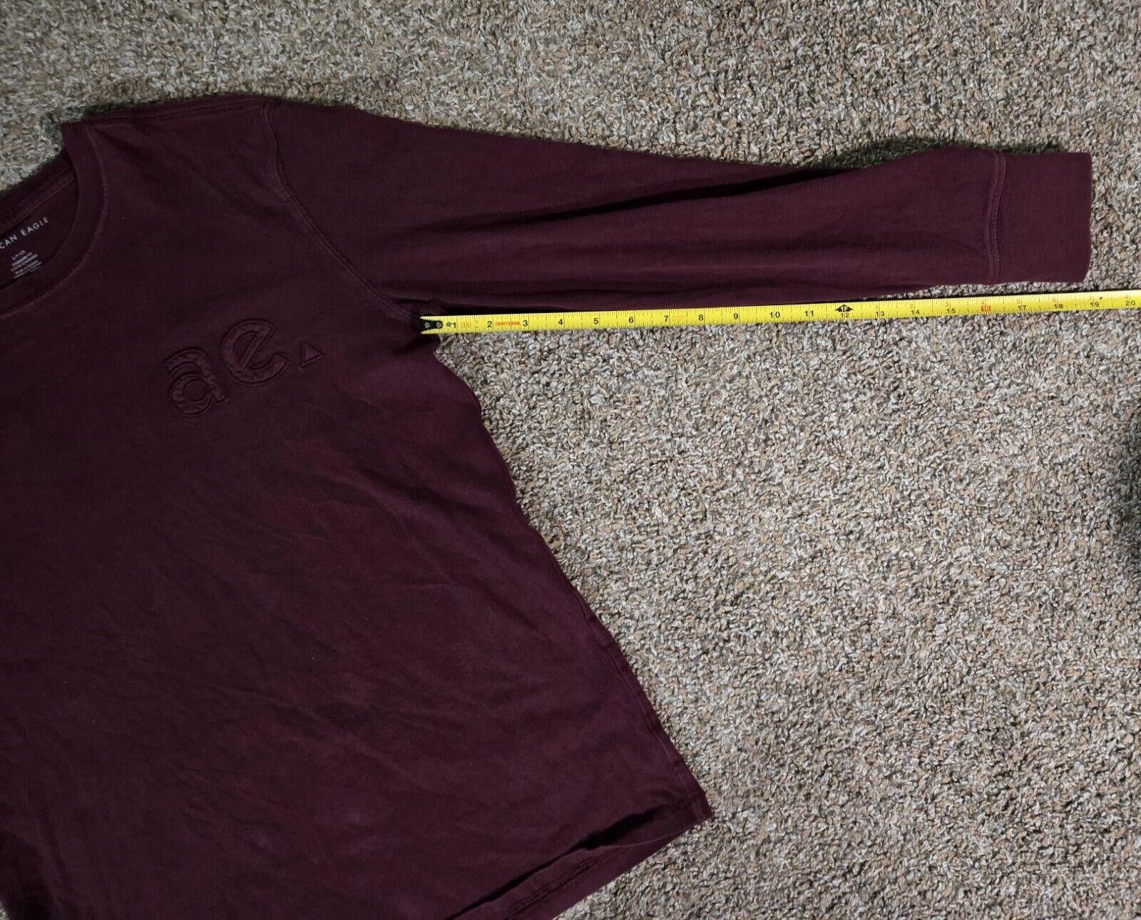 Designer Burgundy American Eagle Standard Fit Long Sleeve TShirt Sz S Size US S / EU 44-46 / 1 - 6 Thumbnail