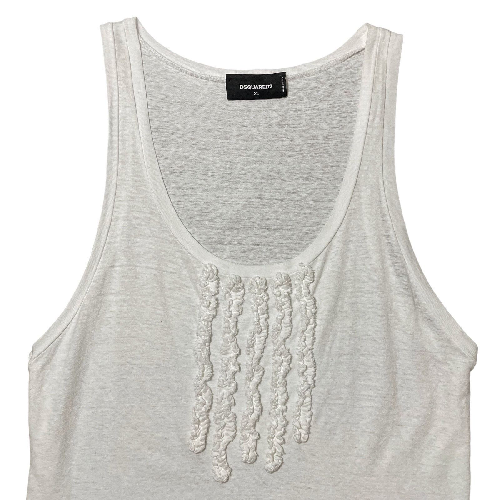 Dsquared2 DSQUARED2 Tank Top 100% Cotton Jersey Ruffles White XL Size XL / US 12-14 / IT 48-50 - 1 Thumbnail
