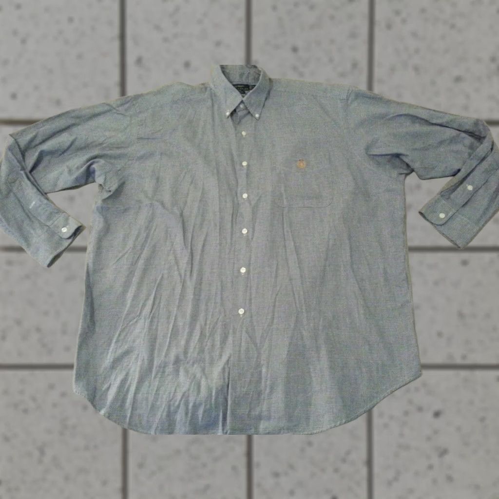 Polo Ralph Lauren VINTAGE? Mens Polo Ralph Lauren Dress Shirt Plaid XL Gray Cotton Long Sleeve 2XL Mens Size 46R - 1 Thumbnail