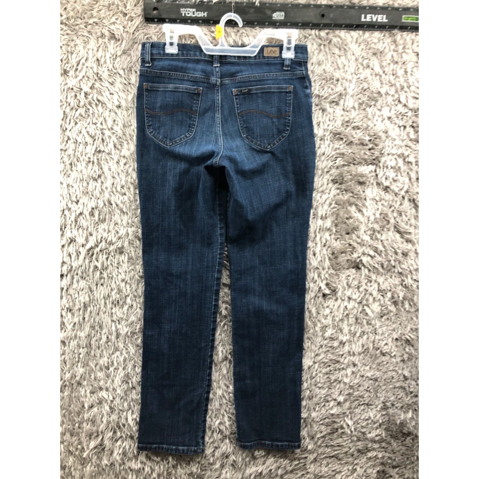 Lee Lee Jeans Womens Size 8L Mid Rise Dark Wash Blue Denim Relaxed Straight Leg Jeans - 5-Pocket Comfort Style Mens? (Wait) Size 30" / US 8 / IT 44 - 5 Thumbnail