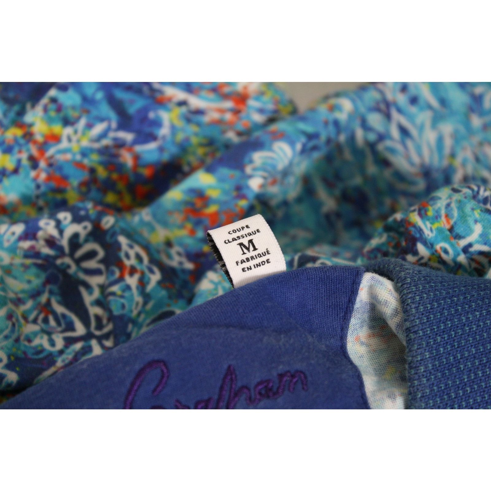 Robert Graham Robert Graham Polo Shirt Mens M Blue Abstract Floral Print Size US M / EU 48-50 / 2 - 7 Thumbnail