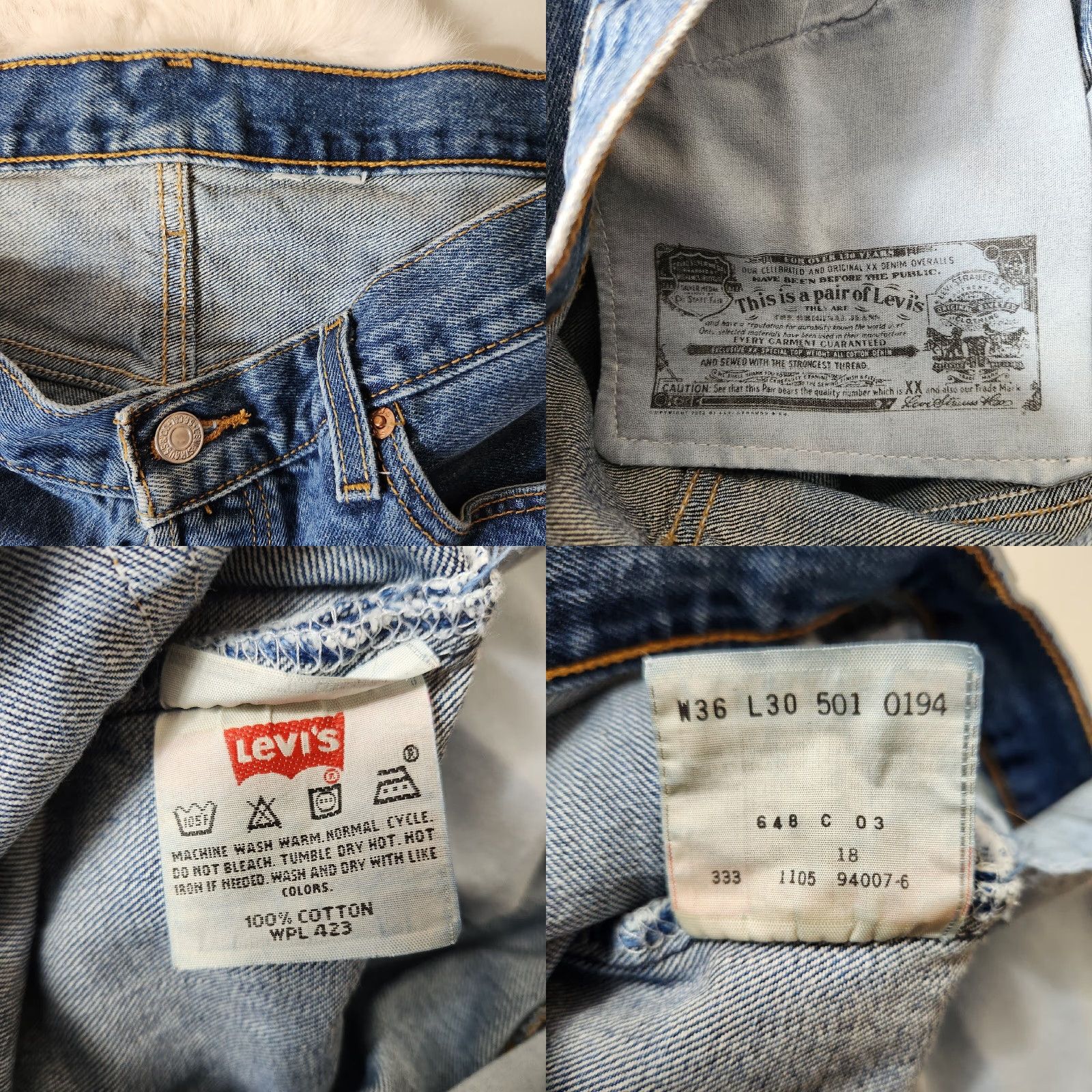 Levi's VINTAGE Levi's Jeans 501 Button Fly Medium Wash Straight Mens 36x30 Blue Denim Regular Inseam 30s 90s Moda? Size US 36 / EU 52 - 8 Thumbnail