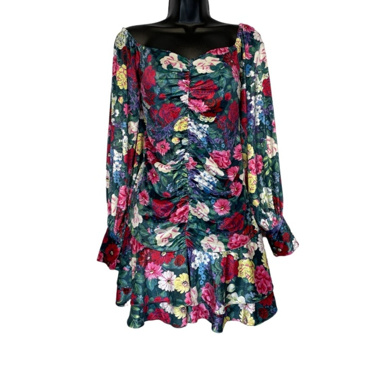 REVOLVE Revolve Rococo Sand Tallia Velvet Floral Ruched Mini Dress Size M / US 6-8 / IT 42-44 - 2 Thumbnail
