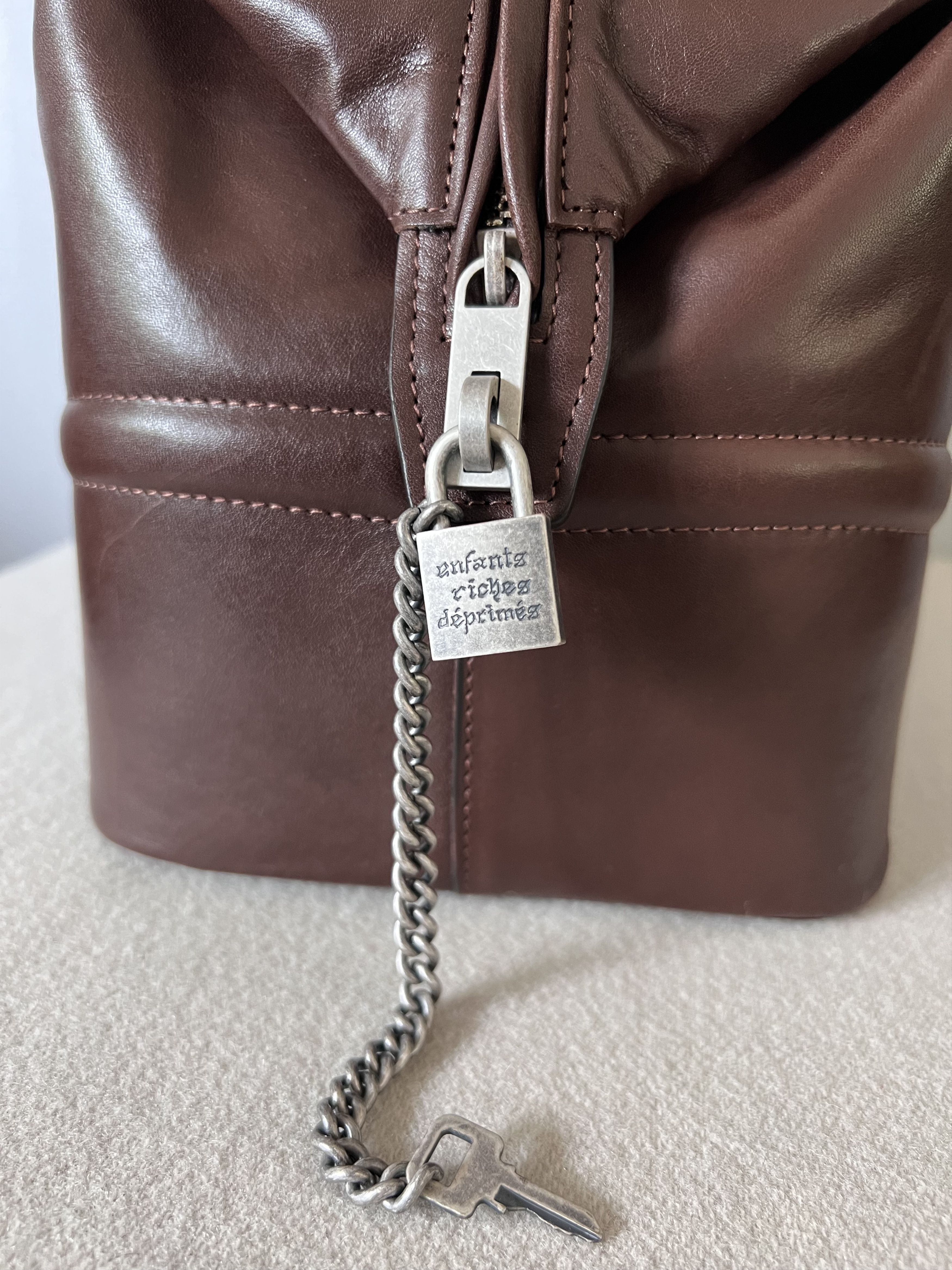 Enfants Riches Deprimes Enfants Riches Deprimes Leather Bowling Bag in Cognac Brown Size ONE SIZE - 4 Thumbnail