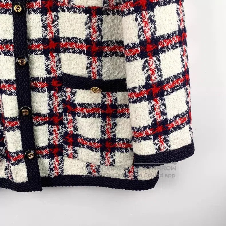Gucci Gucci Color-matched plaid round-neck single-breasted long- Size S / US 4 / IT 40 - 4 Thumbnail