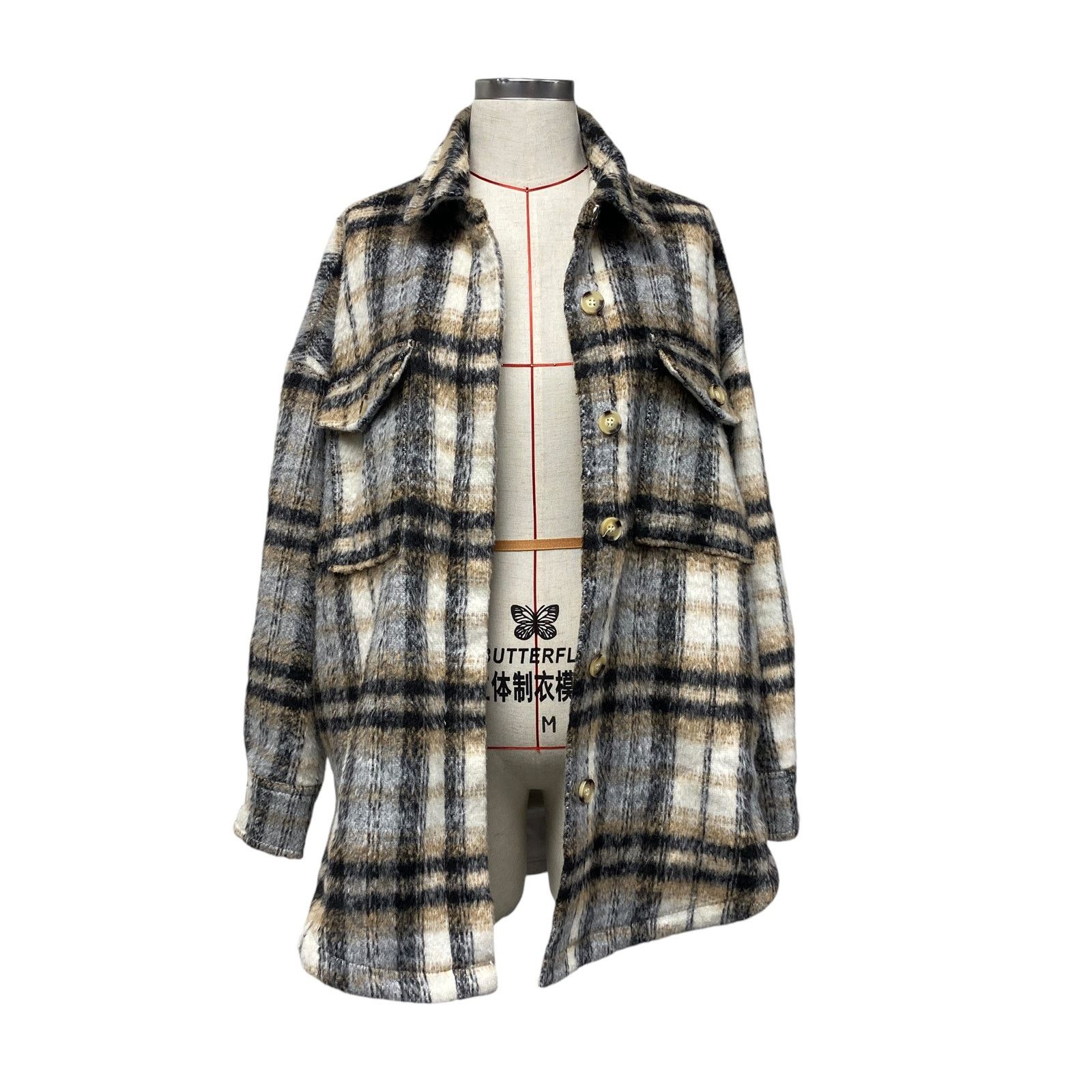 Good American Good American Plaid Oversized Boyfriend Shaket Size M / US 6-8 / IT 42-44 - 5 Thumbnail