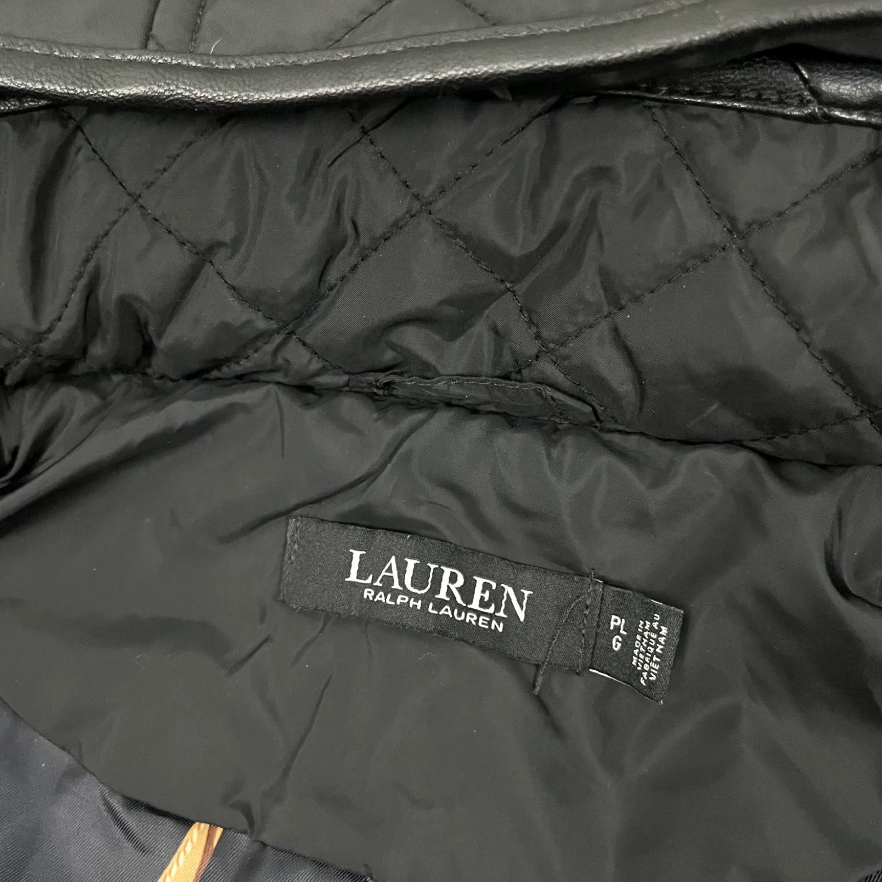 Ralph Lauren Lauren Ralph Lauren Jacket PL Black Quilted Hooded Faux Leather Trim Womens Size L / US 10 / IT 46 - 2 Thumbnail