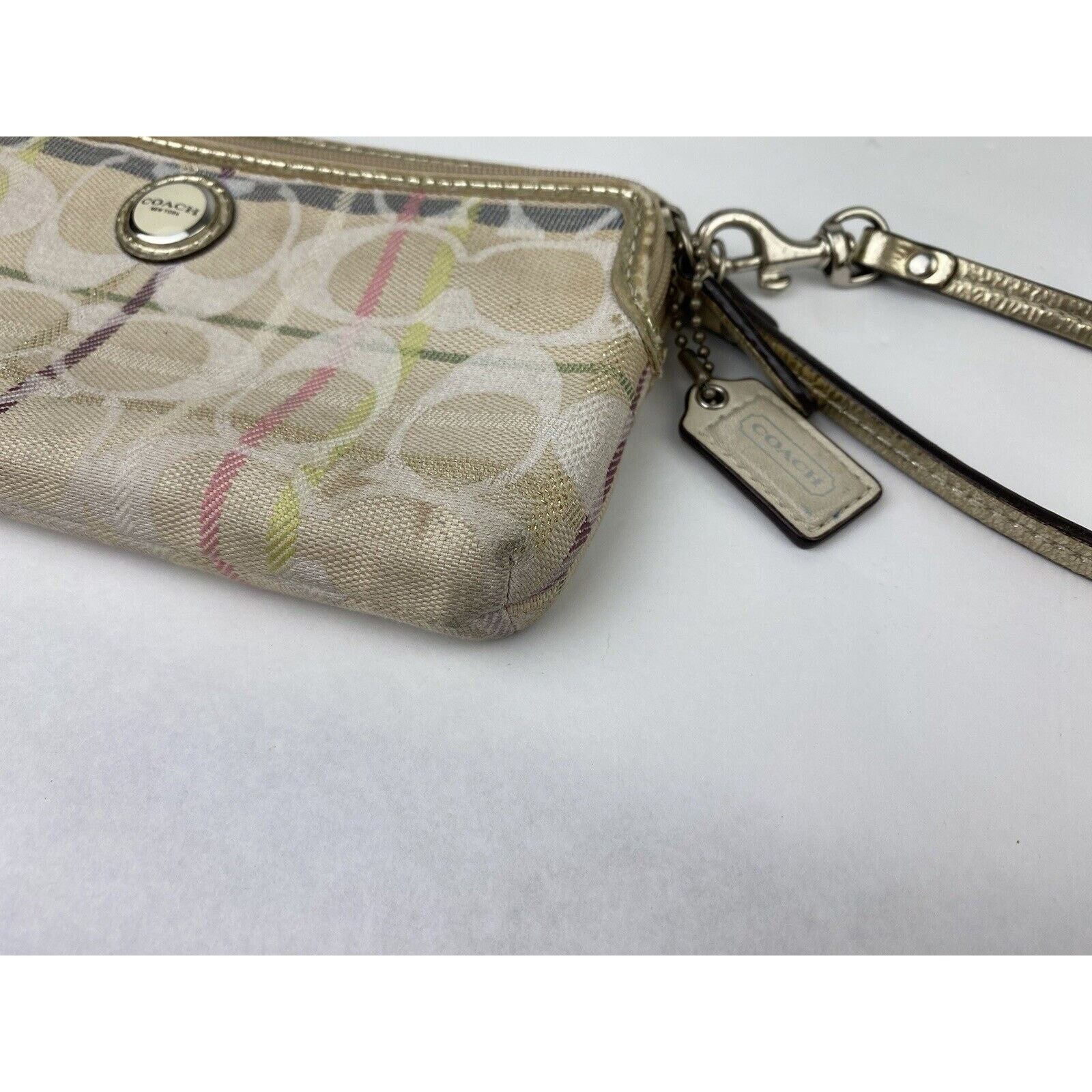 Coach VTG Coach Poppy Tan Tartan Plaid Purse Wristlet Metallic Size ONE SIZE - 2 Thumbnail