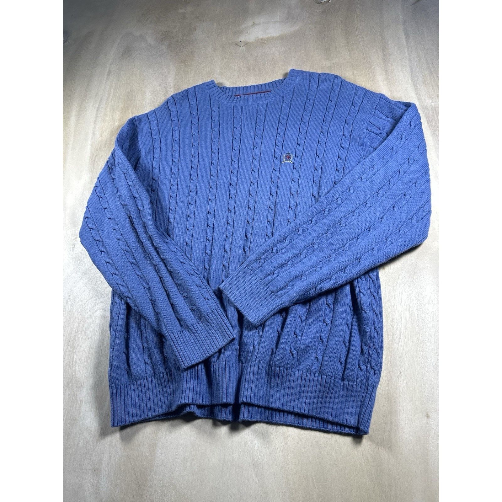 Tommy Hilfiger Tommy Hilfiger Blue Cable Knit Sweater Men Size XL Cotton Size US XL / EU 56 / 4 - 2 Thumbnail
