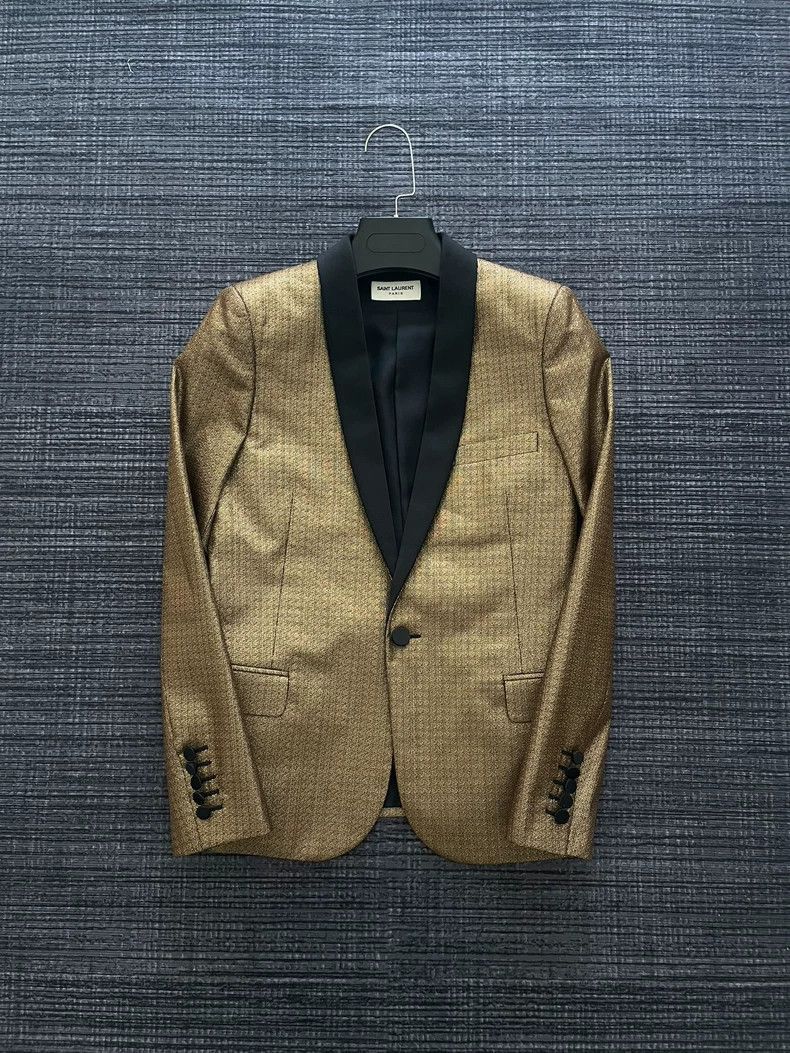 Saint Laurent Gold Thread Shawl Collar Blazer
