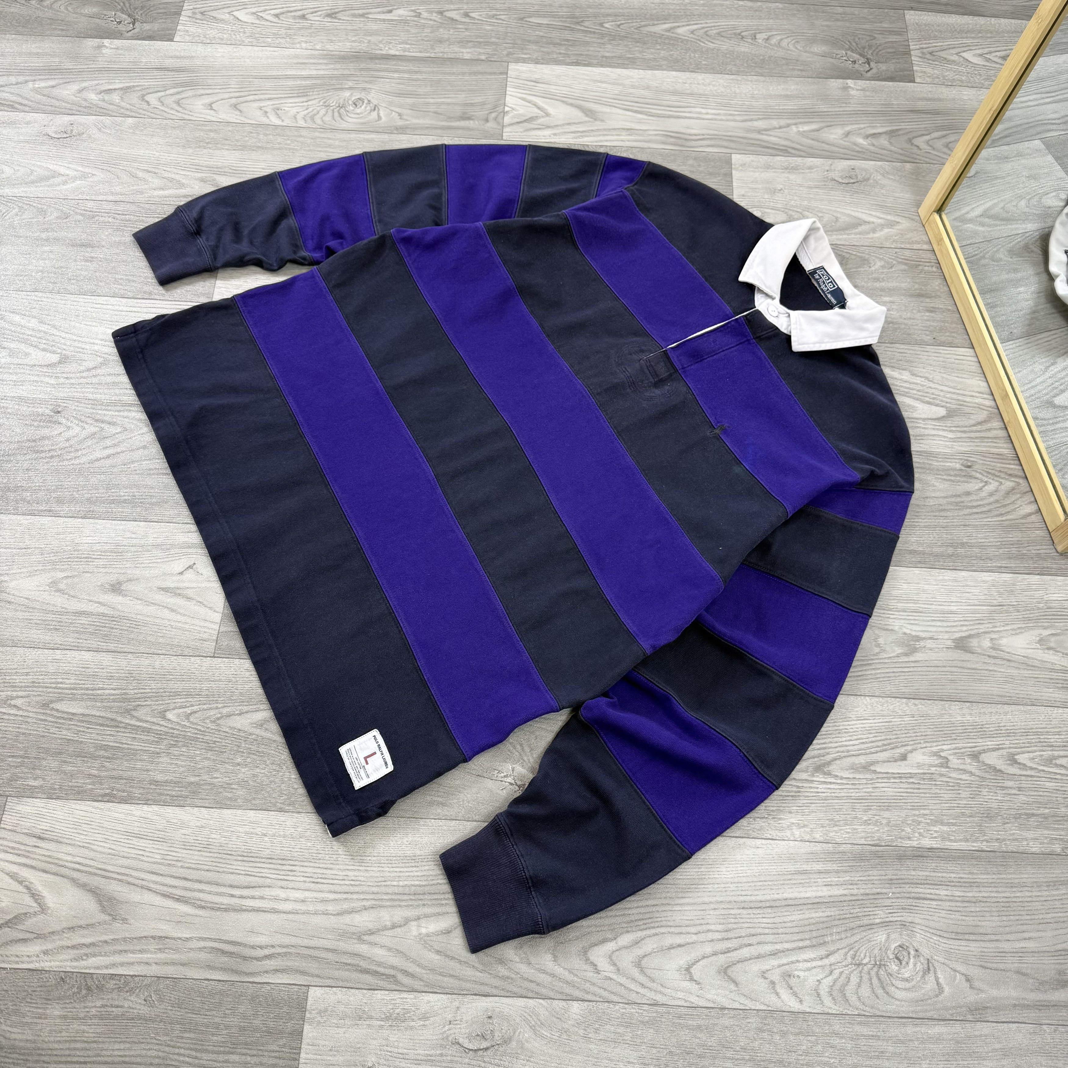 Polo Ralph Lauren Vintage Polo Ralph Lauren Striped Long Sleeve Rugby Shirt Size US L / EU 52-54 / 3 - 3 Thumbnail