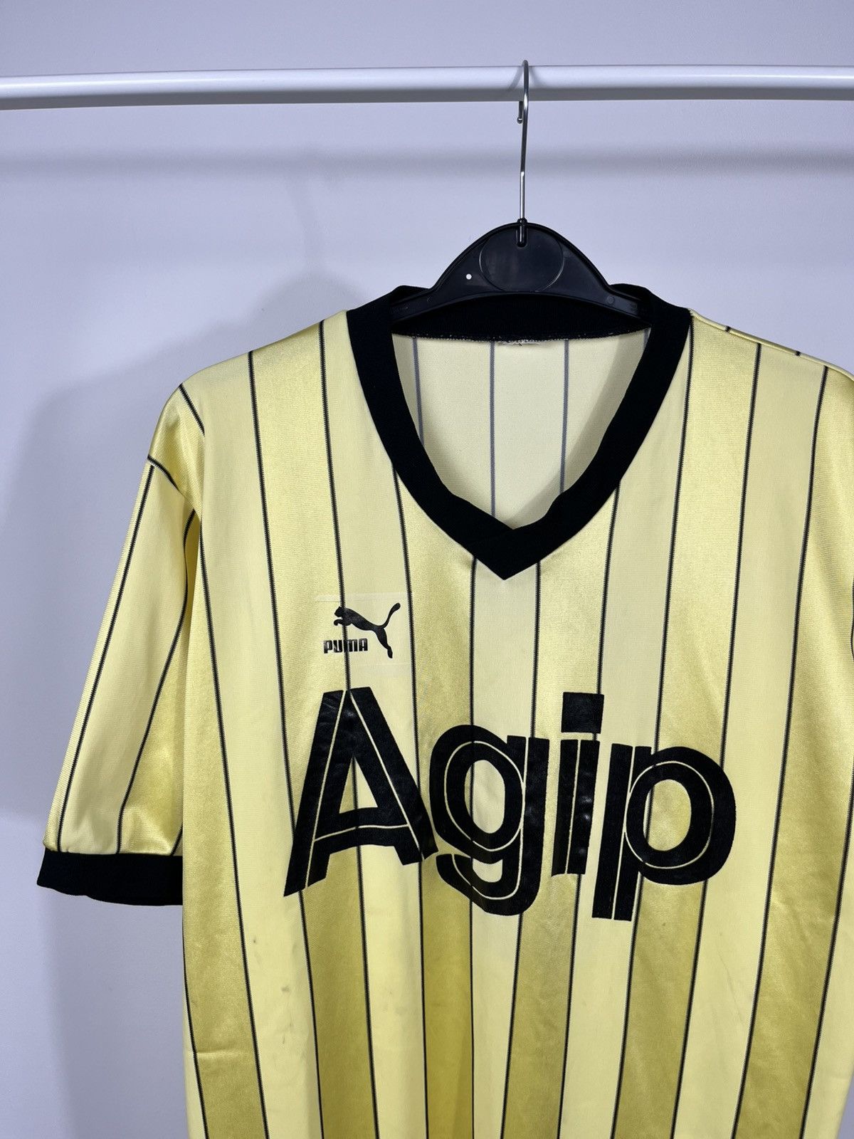 Puma Vintage Puma Agip Striped Jersey Number 3 Yellow Black Size US S / EU 44-46 / 1 - 2 Thumbnail
